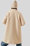 Kadın Krem Oversize Kaşe Kaban