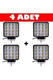 Off Road Sis Farı Sis Lambası 16 Led Kare 4'lü Paket Su Geçirmez