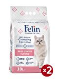 Felin Bebek Pudrası Kokulu Topaklanan Kedi Kumu 10Lx2
