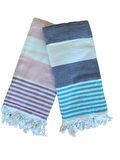 Sailor %100 Pamuk Havlu Peştamal 2'li Set Pembe & Mavi 90x170 cm