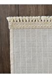 Buldan Keteni Simli Püsküllü Runner Krem-Bej 40x140 cm