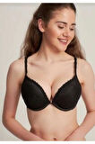 Kadın Siyah Çift Destekli Dantelli Südyen