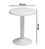 Omnipazar MT-GF401A Beyaz Medio Bahçe Balkon Sehpa Ø50 Cm