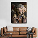 İnsan Kıyafetli Kasketli Köpek Dekoratif Duvar Tablosu -6178