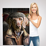 İnsan Kıyafetli Kasketli Köpek Dekoratif Duvar Tablosu -6178