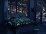 Taç Çift Kişilik Glow Parlayan Saten Nevresim Takımı London Gold
