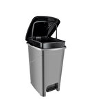 Omnipazar SRL-3030 Slim Pedallı Plastik Çöp Kovası İç Kovalı 40 lt Antrasit (116)
