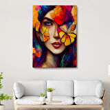 Çiçek ve Kadın Temalı Dekoratif Duvar Tablosu-6192