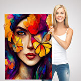 Çiçek ve Kadın Temalı Dekoratif Duvar Tablosu-6192