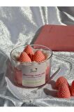 Strawberry Kırmızı Vanilya Kokulu Hediyelik Aromaterapi Mum Sevgiliye Tütsü Arınma Akış