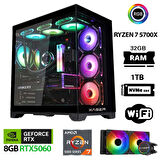 Xaser Sword X50 Ryzen 7 5700X 32GB Ram 1TB M.2 NVMe SSD 8GB RTX5060 Sıvı Soğutmalı Oyuncu Bilgisayarı