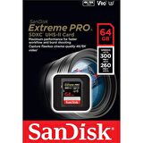 Sandisk 64GB SDXC Extreme Pro 300MB/s UHS-II V90 Hafıza Kartı