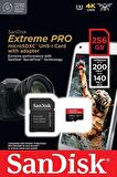 SanDisk Extreme Pro 256GB 200/140MB/s microSDXC UHS-I A2 V30 Adaptörlü Hafıza Kartı SDSQXCD-256G-GN6MA