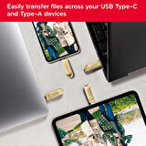 SanDisk Ultra Dual Drive Luxe 256GB Type-C USB 3.2 Flash Bellek Gold SDDDC4-256G-G46GD