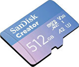 SanDisk Creator 512GB 190/130MB/s microSDXC UHS-I A2 V30 Adaptörlü Hafıza Kartı SDSQXAV-512G-IN6MS