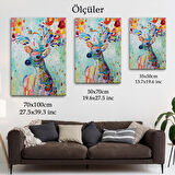 Renkli Çiçek Detaylı Geyik Dekoratif Duvar Tablosu-6196