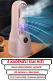6 Kademeli Güçlğ Fan Hızı / Ultrasonik Nemlendirici Renkli ışıklı Hazne / 3.000mAh batarya/Vantilatör/Masa üstü Fan