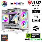 Xaser Cube X100 Ryzen 7 5700x 32GB Ram 1TB M.2 NVMe SSD 16GB RTX5060 Ti Beyaz Masaüstü Oyuncu Bilgisayarı