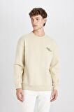 DeFacto Boxy Fit Bisiklet Yaka Sırt Baskılı Sweatshirt C7051AX24AUBG796