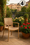 4 Adet Rattan Lüx Cappucino Sandalye / Balkon-Bahçe-Teras