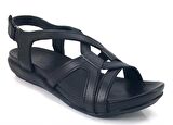 Venüs 206 Günlük Hakiki Deri Kadın Sandalet-Siyah