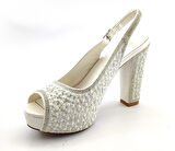 L&L 374 Günlük Kadın Topuklu Ayakkabı-Beyaz