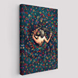 Renkli Çiçekler İçinde Dans Eden Sevgililer Duvar Tablosu-6200