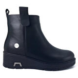 Mammamia 1330 Hakiki Deri Günlük Kadın Bot-Siyah