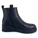 Mammamia 1330 Hakiki Deri Günlük Kadın Bot-Siyah