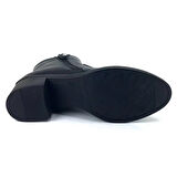 Mammamia 1920 Hakiki Deri Günlük Kadın Bot-Siyah