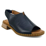 Beety 038 Hakiki Deri Günlük Kadın Sandalet-Siyah