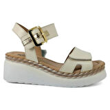 Venüs 2512303 Günlük Hakiki Deri Kadın Sandalet-Bej