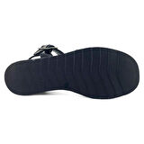 Venüs 2512303 Günlük Hakiki Deri Kadın Sandalet-Siyah