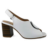 Venüs 2108518 Günlük Hakiki Deri Kadın Sandalet-Beyaz