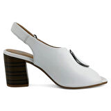 Venüs 2108518 Günlük Hakiki Deri Kadın Sandalet-Beyaz