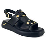 Venüs 2544007 Günlük Hakiki Deri Kadın Sandalet-Siyah