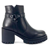 Mammamia 8485 Hakiki Deri Günlük Kadın Bot-Siyah