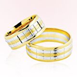 Sarı Beyaz Kareli Altın Alyans 6202