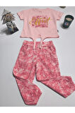 Kız Çocuk Pantolon Tişört Takım %100 Pamuk Nefes Alan Rahat Tarz Tasarım Cepli