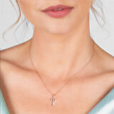 Tesbihane Zirkon Taşlı Gold Renk Kişiye Özel İsim Yazılı 925 Ayar Gümüş Kalbimin Yarısı Kolye