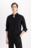 DeFacto Regular Fit Polo Yaka Oxford Basic Düz Uzun Kollu Siyah Gömlek A8028AX24SPBK81