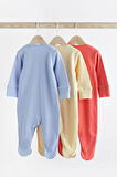 Next Baby Pamuklu Mavi Sarı Kırmızı 3’lü Tulum Set Unisex