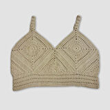 Uretti - Yıldız 7202 - El Örgüsü Crop Büstiyer Bikini Üstü Motif -Açık Yeşil
