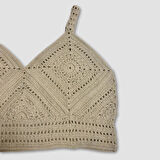 Uretti - Yıldız 7202 - El Örgüsü Crop Büstiyer Bikini Üstü Motif -Açık Yeşil