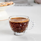 Porsima Cherry Coffee Taşlı Boncuklu Cam Kahve Takımı Çay Fincanı Lüks Kaliteli Cam Fincan 6'lı 80ml