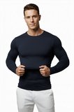 RizzUP Lacivert Dar Kalıp Likralı %90 Pamuk Erkek Sweatshirt – Vücuda Oturan İnce Penye Sweat 2300423