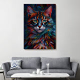 Renkli Karizmatik Kedi Dekoratif Duvar Tablosu-6225