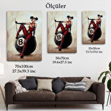 Bilardo Topunun Üstünde Oturan Pub Kızı Duvar Tablosu-6230