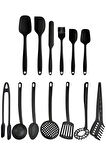 6 Adet Isıya Dayanıklı Silikon Spatula Seti ve 7'li Yanmaz Teflon Kaplama Kepçe Mutfak Maşa Seti