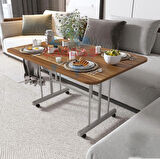 METAL AYAKLI TEKERLEKLİ EKONOMİK ORTA SEHPA 70 x 110 cm – KAHVERENGİ